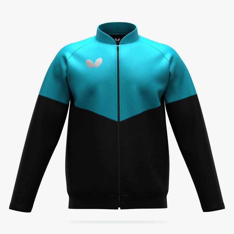 BUTTERFLY バタフライ ウィルバー TRジャケット 卓球 ウェア トレーニングシャツ 47250 123 ターコイズブルー