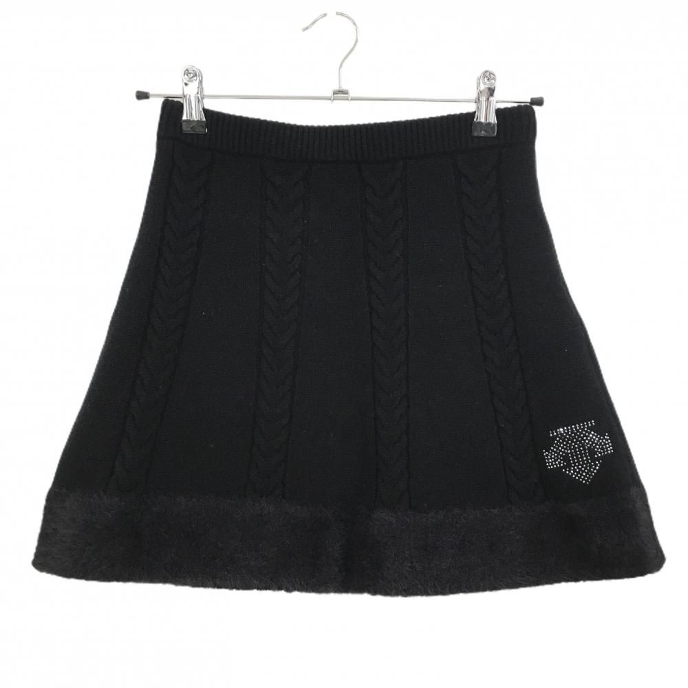 デサントゴルフ ニットスカート 黒 LUXE COLLECTION スワロフスキー 裾異素材 中田英寿 レディース S ゴルフウェア DESCENTE