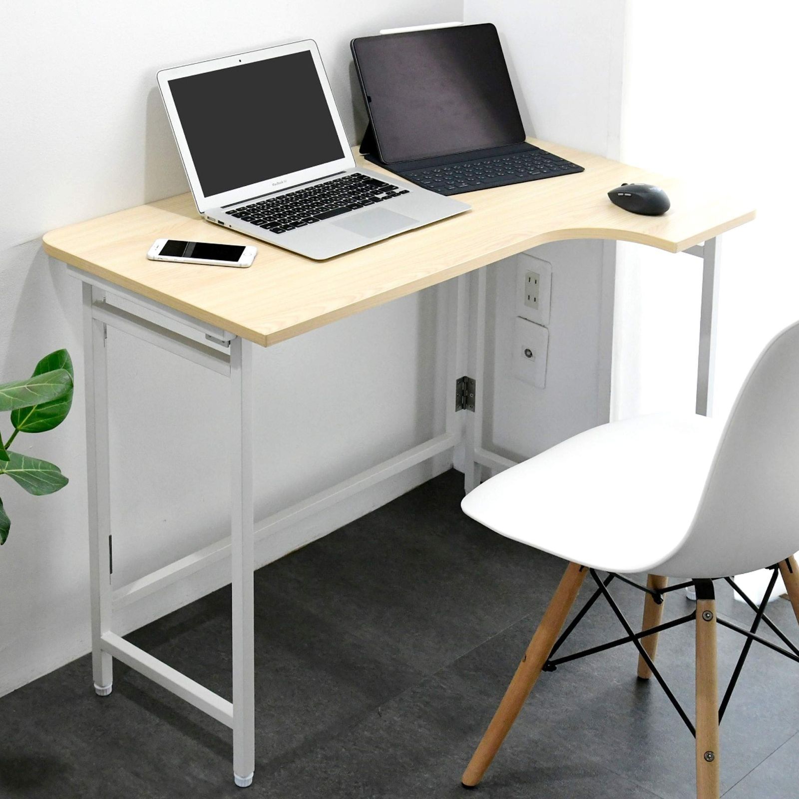 数量 ウッドナチュラル|ホワイト 完成品 幅90×奥行60×高さ70.5cm RPSTC9060HWNWH2 アジャスター付き 角が丸い なめらかな表面 傷 汚れ 水分 熱に強い天板 テレワーク 折りたたみ L字デスク デスク 山善 YAMAZEN