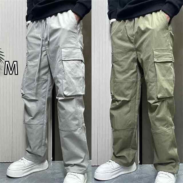 [M]秋冬 メンズ  服 シンプル ファッション オシャレ 大人 かっこいい 大きいサイズ ストリート 紳士服  アメリカン ストレート カジュアル パンツ 秋 マルチ ポケット ワイド レッグ