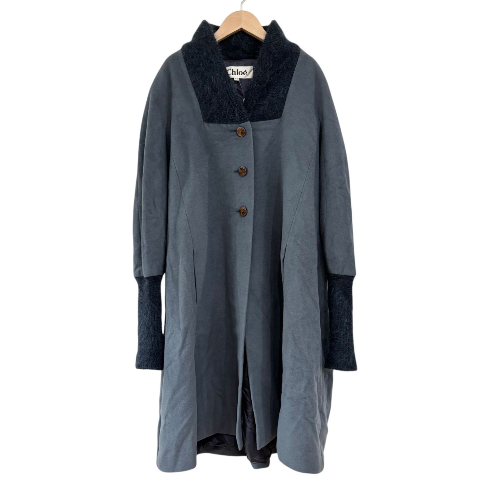 Z1559 Chloe クロエ ロングコート ブルー ネイビー レディース サイズ
