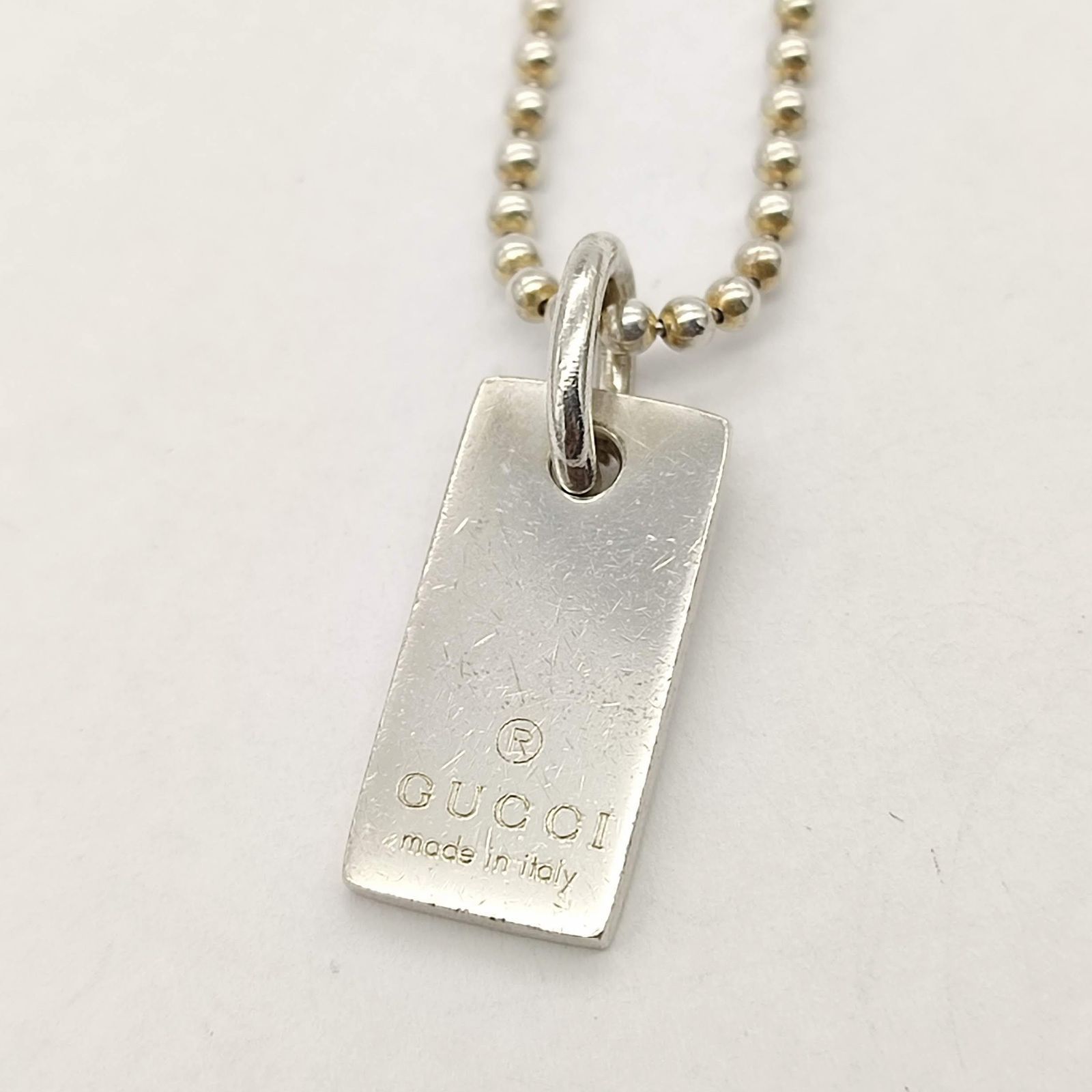 GUCCI グッチ プレートブレスレット ボールチェーン シルバー925