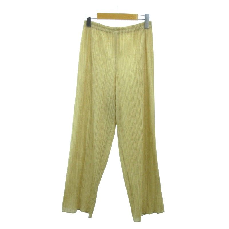 プリーツプリーズ PLEATS PLEASE イッセイミヤケ ISSEY MIYAKE プリーツ ワイドパンツ イージー 1 アイボリー系 GY09 0503