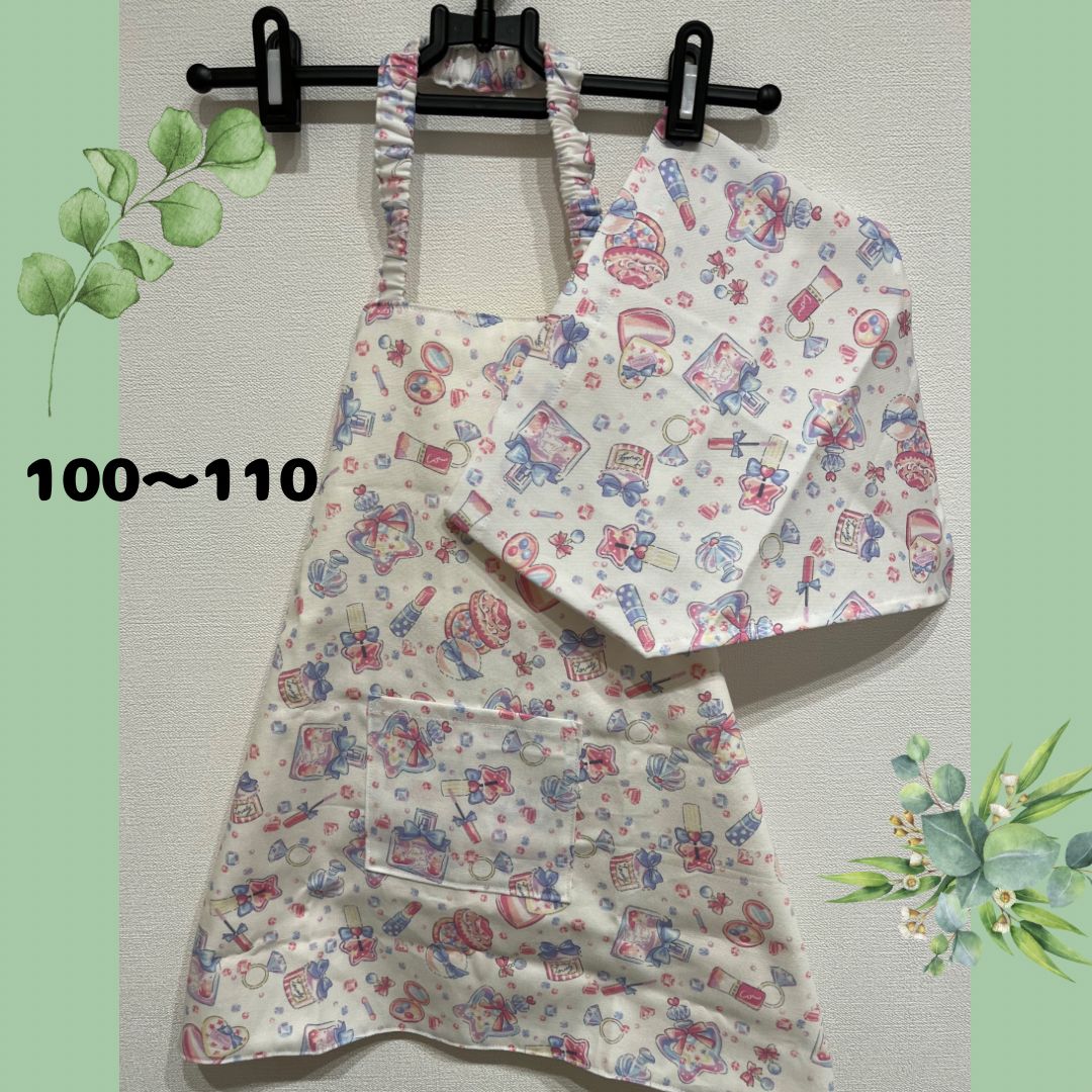 子供エプロン100~110と三角巾(ハンドメイド) - エプロン