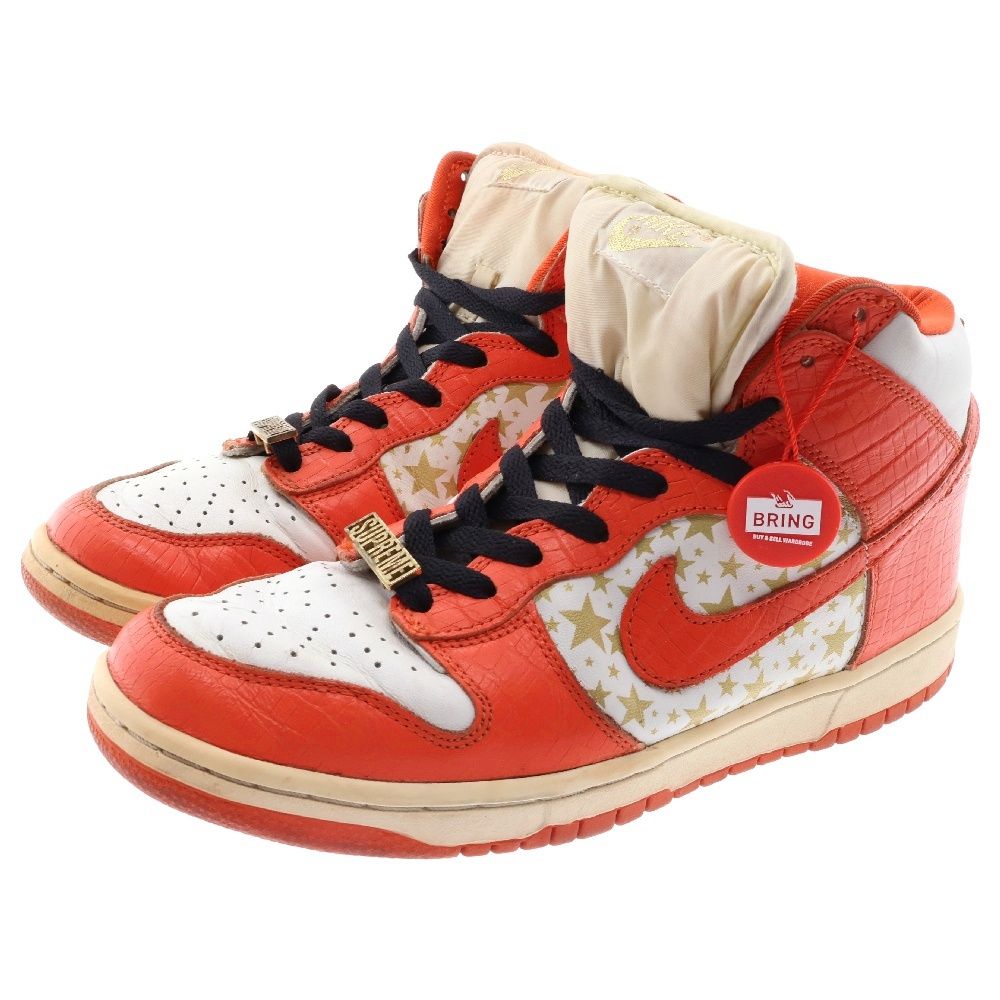 NIKE ナイキ 【観賞用】× SUPREME DUNK HIGH ORANGE STARS シュプリーム ダンクハイ オレンジスターズ ハイカットスニーカー ホワイト/オレンジ US9/27cm 307385-181 NIKE (ナイキ) 【観賞用】× SUPREME DUNK HIGH ORANGE STARS