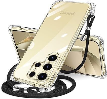 Galaxy S24 Ultra 用 ケース クリア ショルダー SC-52E SCG26 スマホケース ギャラクシー s24ultra カバー 肩掛け 斜めかけ 縄掛けケース 透明 TPU 薄型 耐衝撃 携帯ケース 紐付き 斜めがけ 織り
