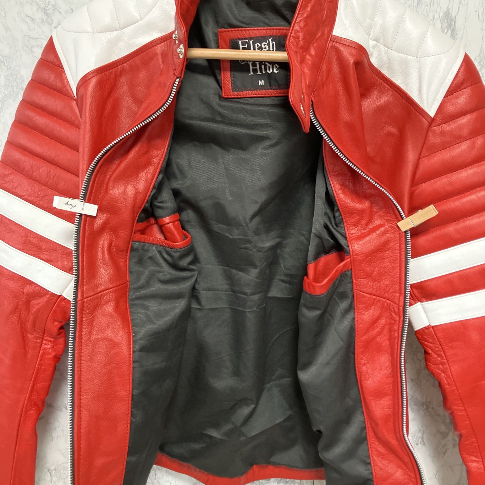 美品<!-利用不可文字-!>Flesh&Hide レザージャケット 【M】 革 美品<!-利用不可文字-!>Flesh&Hide レザージャケット 【M】 革