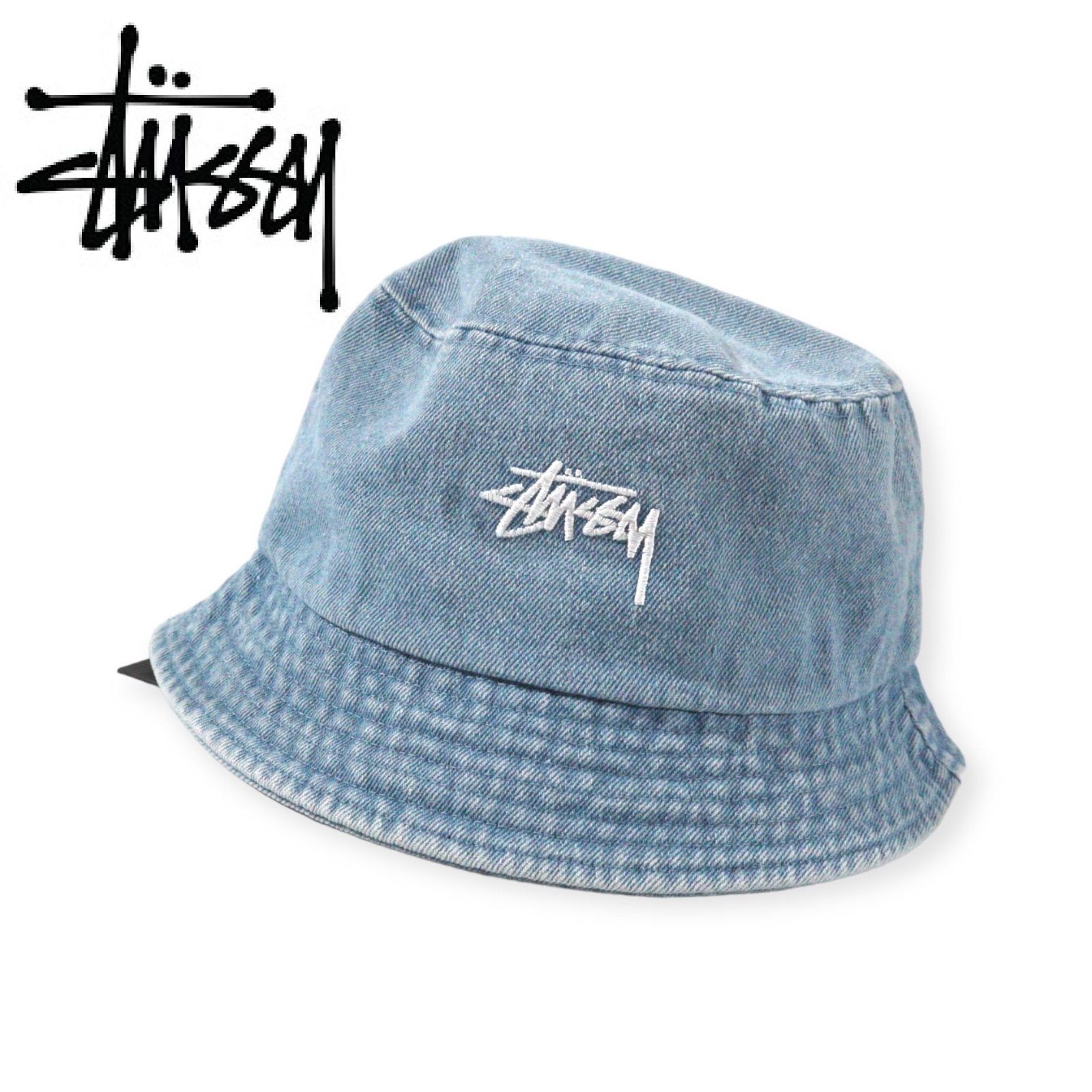 ステューシー　デニム調　Stussy バケットハット 新品　タグ付き STUSSY☆ステューシー☆CONTRAST STITCH BUCKET HAT デニム調