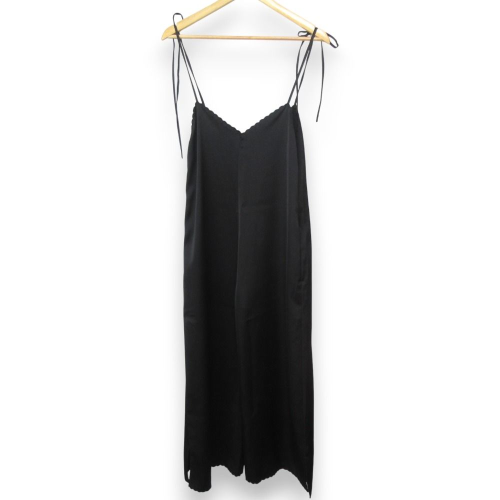 Gypsohila ジプソフィア Scallop Satin Salopette サテン オールインワン サロンペット GPCF-105 サイズ34 ブラック レディース 古着