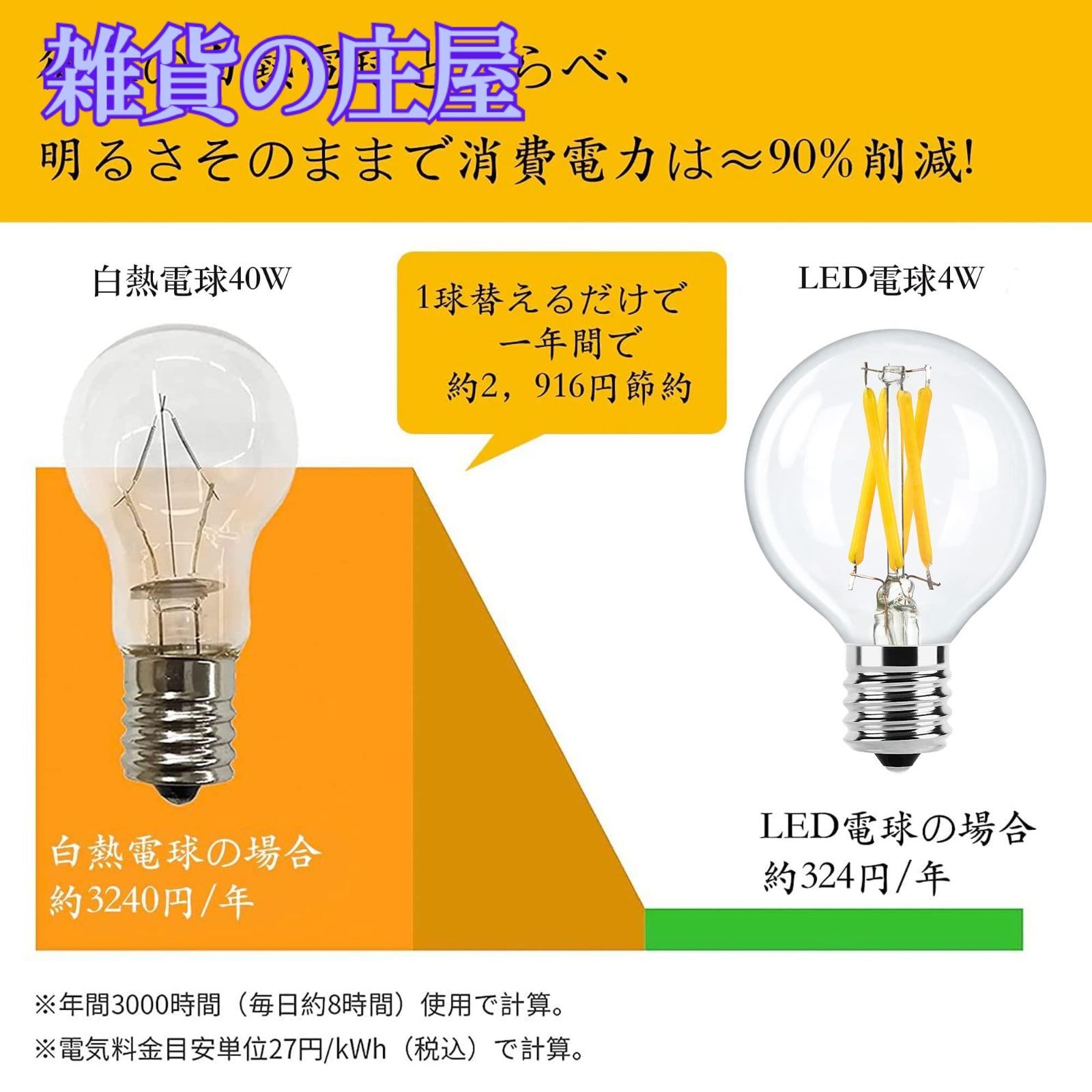 【激安セール】LED電球 E17口金 4W (40W形相当) 電球色 G50 2700K フィラメント電球 シャンデリア用 エジソン電球 クリア電球 6個入 PSE認証済み