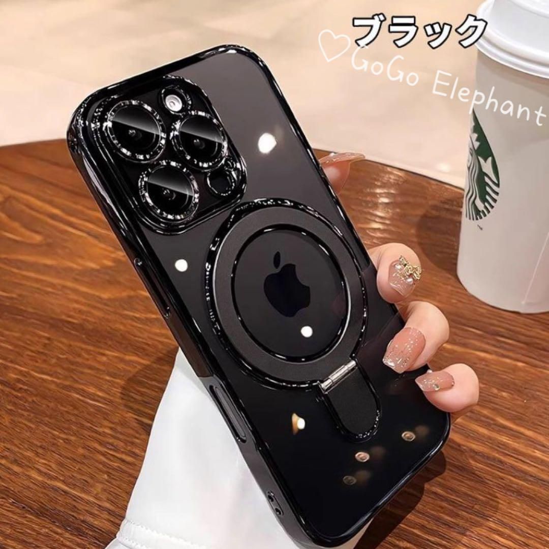 みむ☆プロフ必読★♪韓国♡高級感 iphoneケース　多機能 韓国♡高級感♡レンズカバー リングスタンド付き 黄ばまない