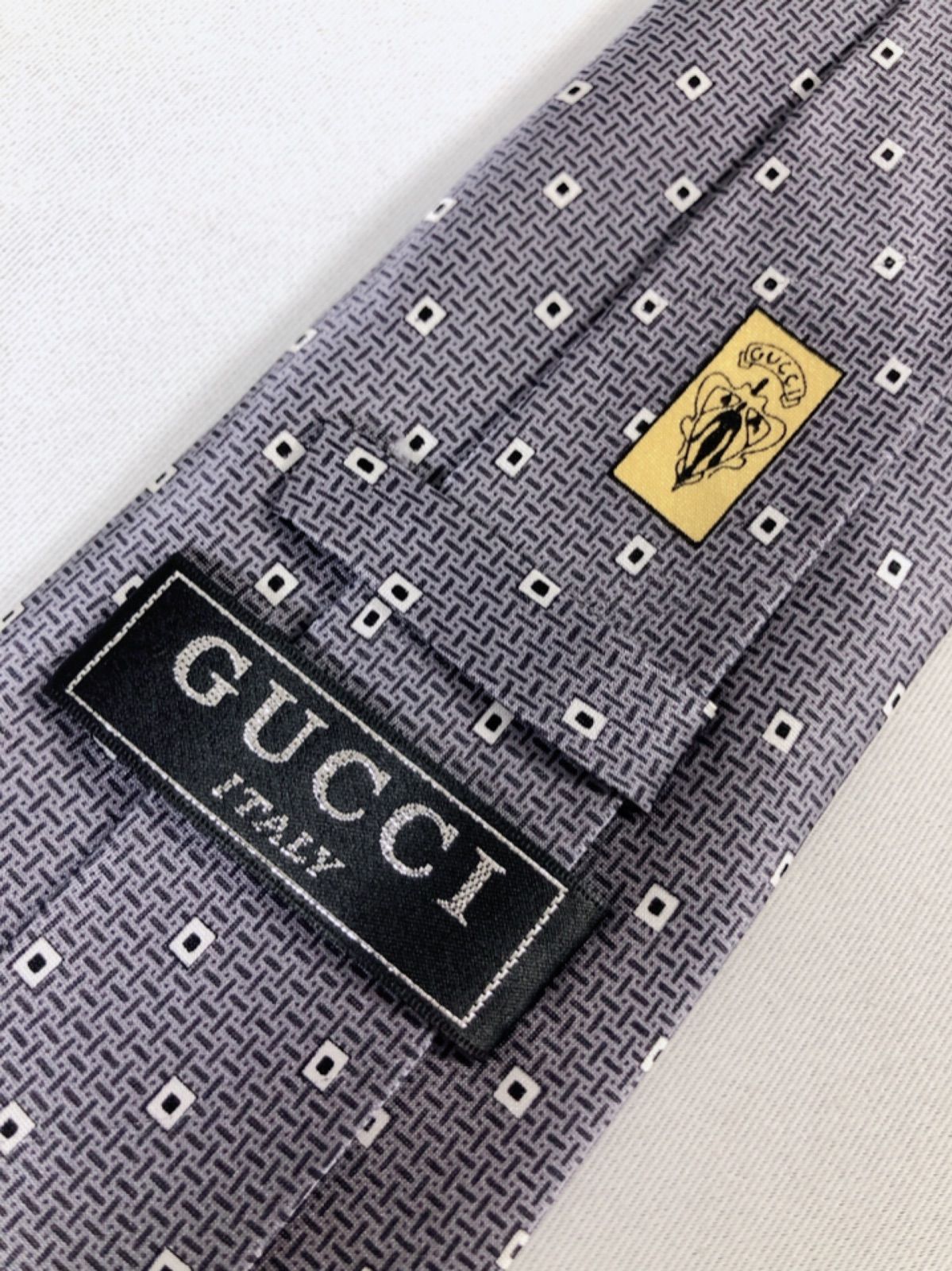 新品未使用 GUCCI グッチ ハイブランド ネクタイ グレー シルク100