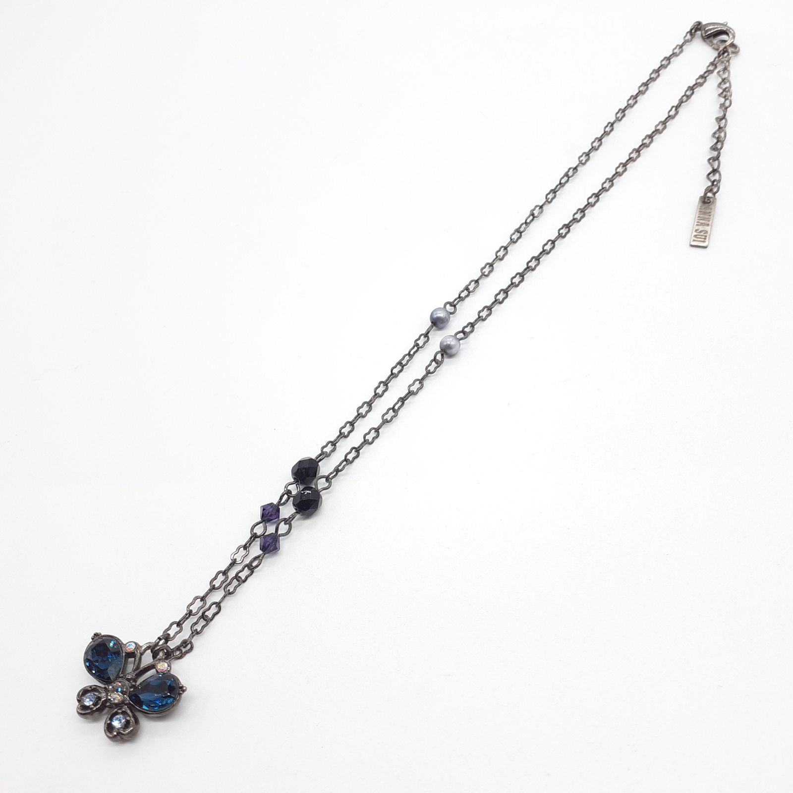 2824 アナスイ ネックレス ピアスセット ラインストーン バタフライパピヨン ANNA SUI アナスイ ネックレス 蝶 パピヨン バタフライモチーフ