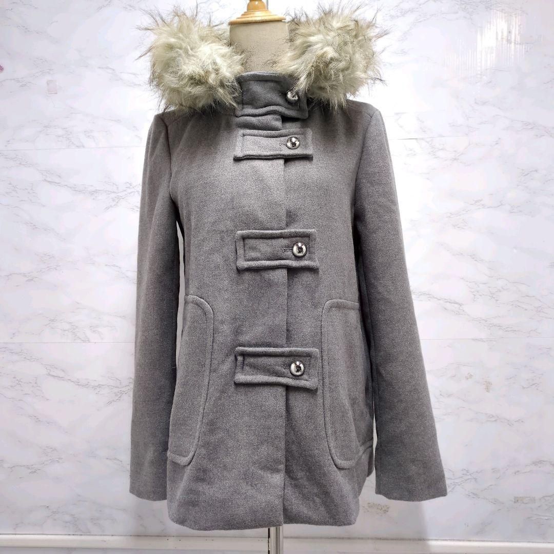 ZARA ザラ　ファーフード付きピーコート　ダッフルコート　アウター　レディース ZARA ザラ ファーフード付きピーコート ダッフルコート アウター