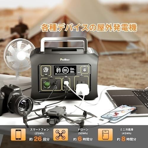 防災関連グッズ 【おすすめ】PurMars ポータブル電源 288Wh/300W 大