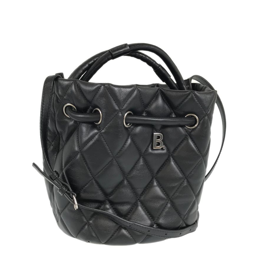 BALENCIAGA ブラックレザー バッグ バレンシアガ BALENCIAGA Bバケットバッグ 600327 ブラック
