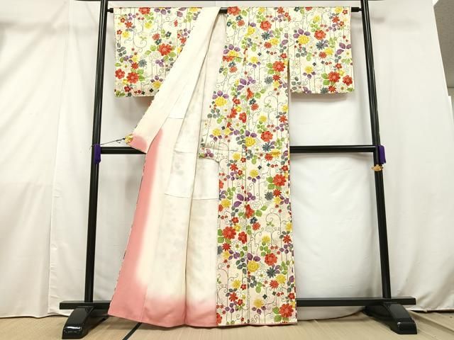 平和屋着物□上質な小紋 霞草花文 暈し染め やまと誂製