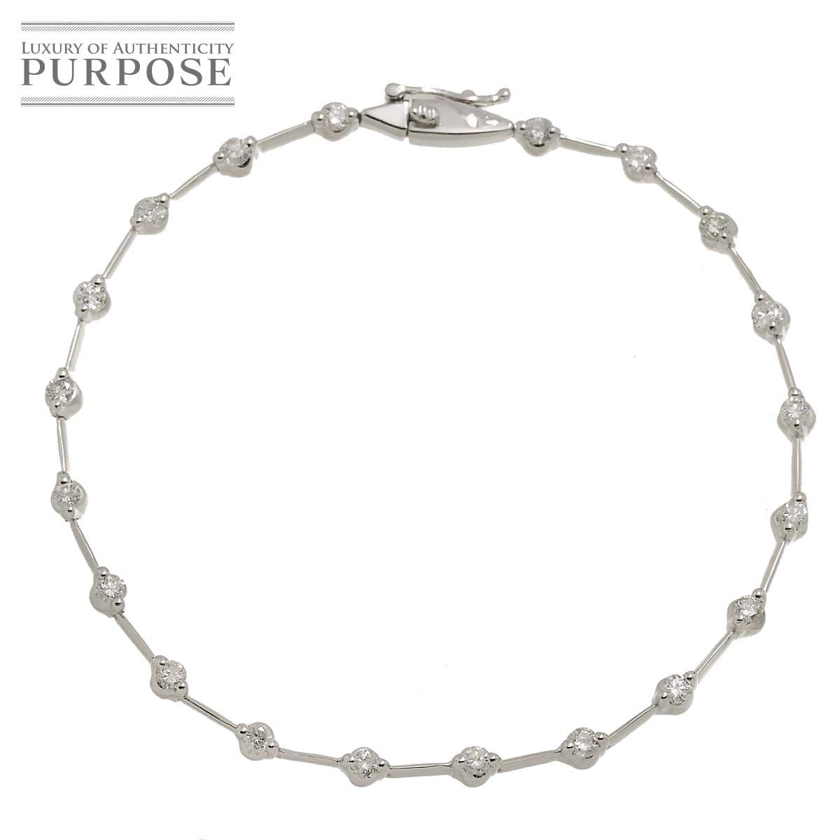 ダイヤ 1.00ct K18 WG ブレスレット 17.5cm ホワイトゴールド 750 Diamond Bracelet 90281075