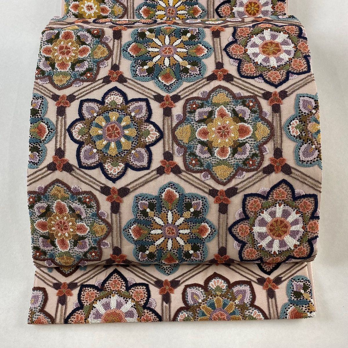 袋帯 美品 逸品 華文 刺繍 箔 薄小豆 六通 正絹 中古 袋帯 美品 秀品 鶴 華文 金糸 箔 薄小豆 六通 正絹 中古 袋帯 美品