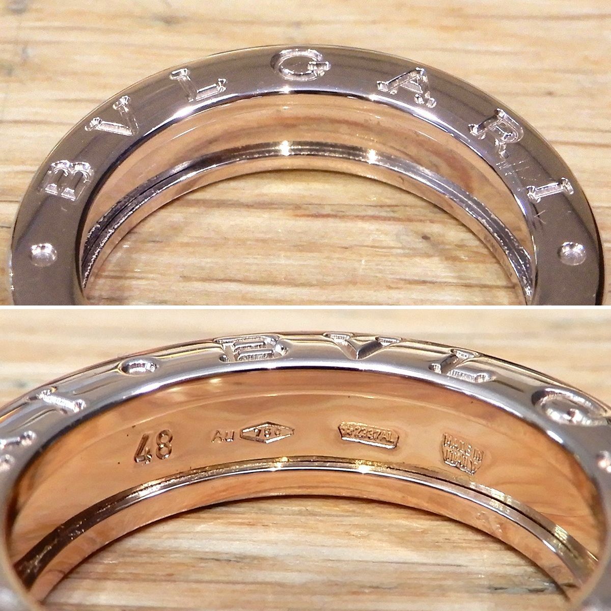 新品同様 ブルガリ 現行 ビーゼロワンリング ワンバンド XS K18PG 48  