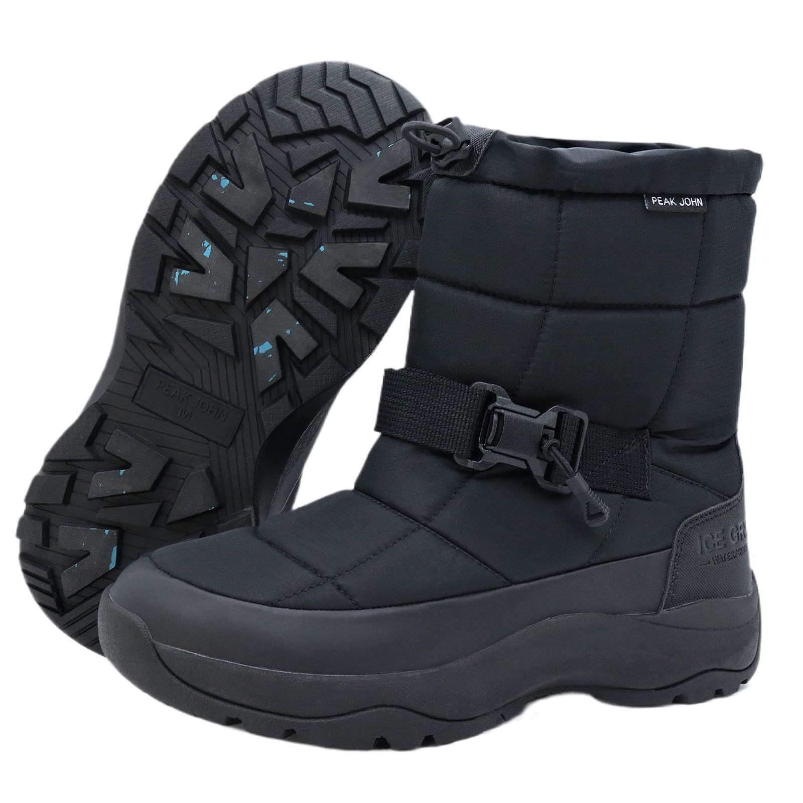 防滑 冬用ブーツ 防水 防寒靴 メンズ アウトドア スノーブーツ 雪靴 JOHN] 軽い [PEAK