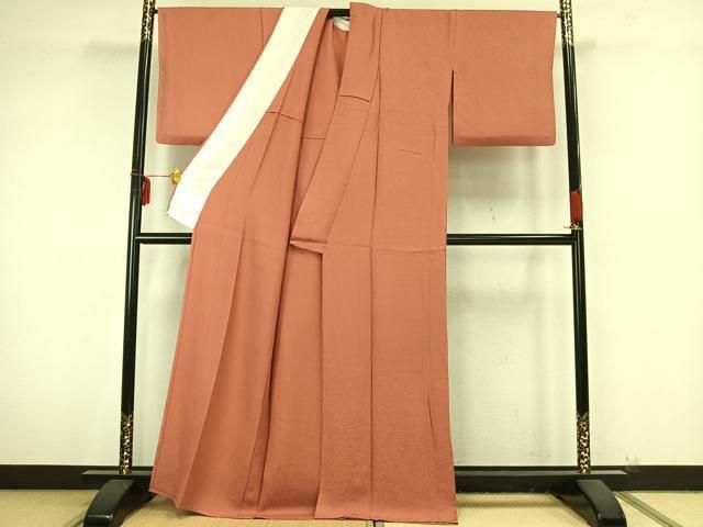 平和屋着物▽上質な色無地　単衣　珊瑚朱色　正絹　逸品　未使用　CAAR5998xi 平和屋着物▽上質な色無地 単衣 珊瑚朱色 正絹 逸品 未使用