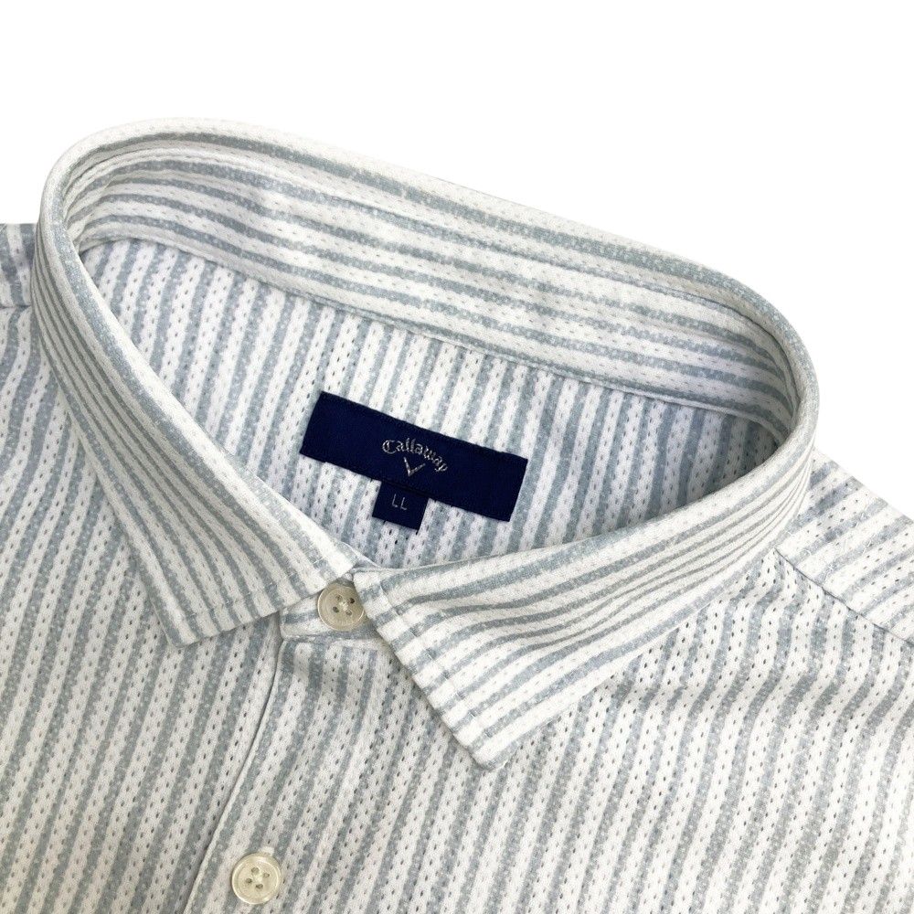 超最新作！ サイズ LL CALLAWAY キャロウェイ モデル 半袖ポロシャツ ストライプ柄 グレー系 240101516213 ゴルフウェア メンズ ストスト
