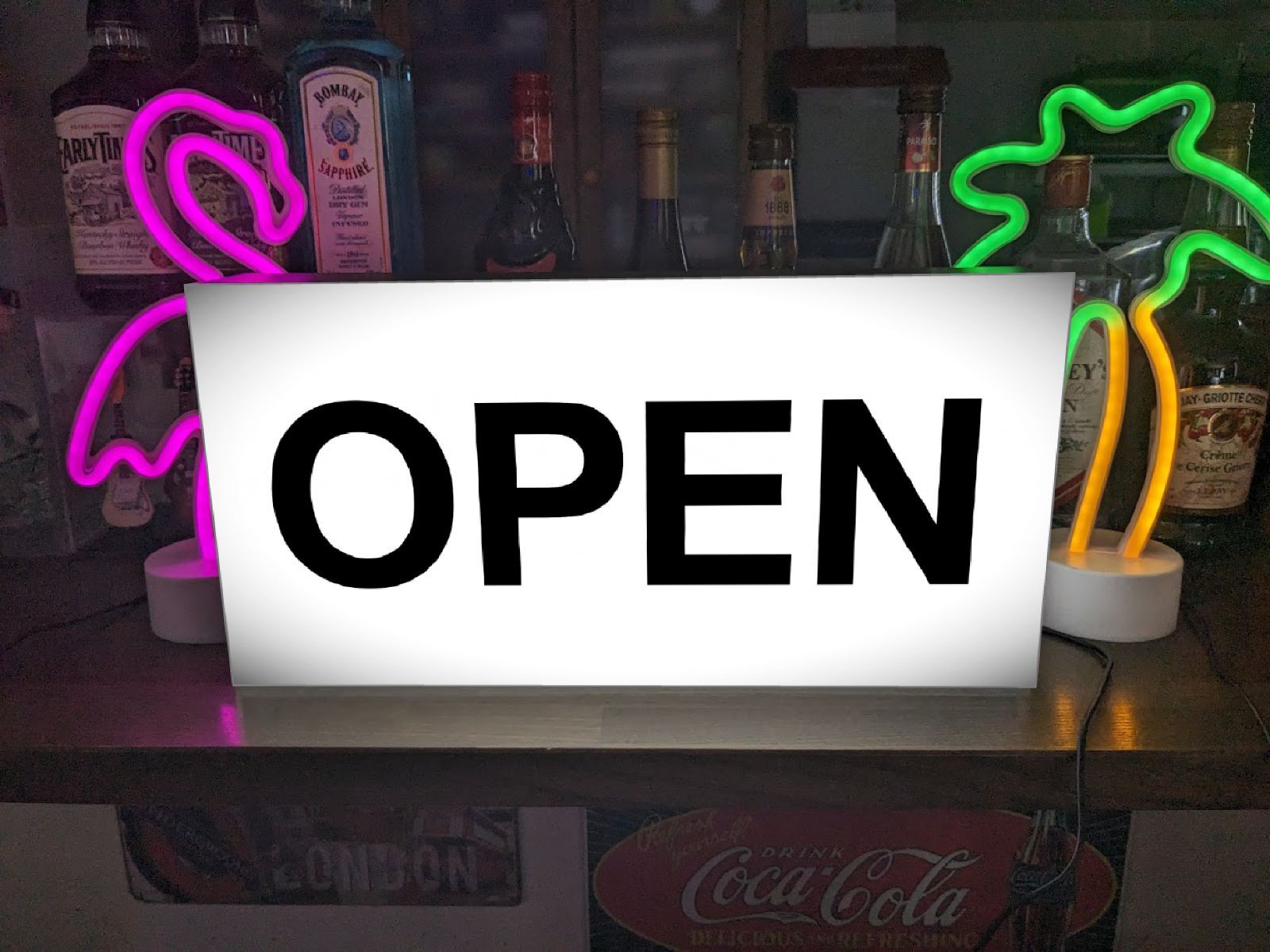 【Lサイズ 文字変更無料】OPEN オープン 営業中 開店 いらっしゃいませ ウェルカムボード アメリカンレトロ 店舗 キッチンカー 屋台 パーティー イベント プレゼント サイン ランプ 照明 看板 置物 雑貨 ライトBOX 電飾看板 電光看板
