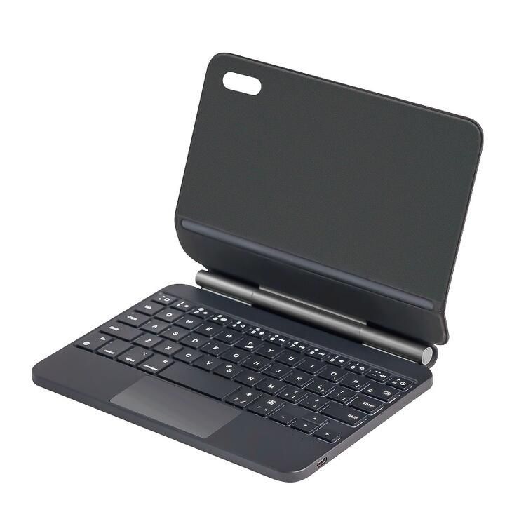iPad mini6| mini7 |mini A17 Pro 用 Bluetooth ワイヤレス キーボード 磁気吸着ケース マジック スマートキーボード トラックパッド付 バックライト付 オートスリープ スタンド機能 63キー 63鍵 スペースグレイ