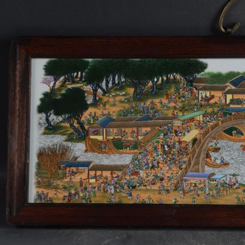 景徳鎮 陶板画清明上河図 応接間 書斎 懸掛 装飾品 現代工芸品 美術品 置物 景徳鎮 陶板画清明上河図 応接間 書斎 懸掛 装飾品 現代工芸品