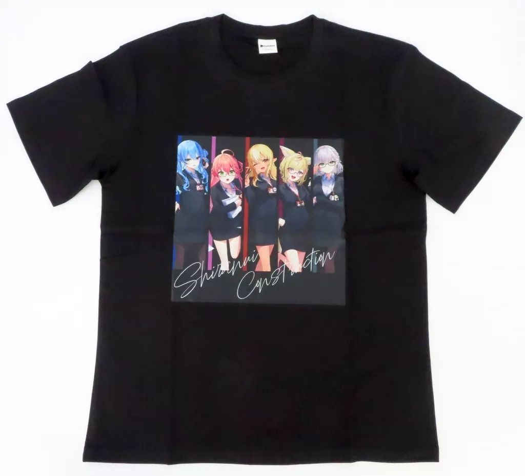  【中古】Tシャツ 集合(スーツ) Tシャツ(B) ブラック Lサイズ 「バーチャルYoutuber ホロライブ 不知火建設×羽田エアポートガーデン」 Tシャツ・アパレル