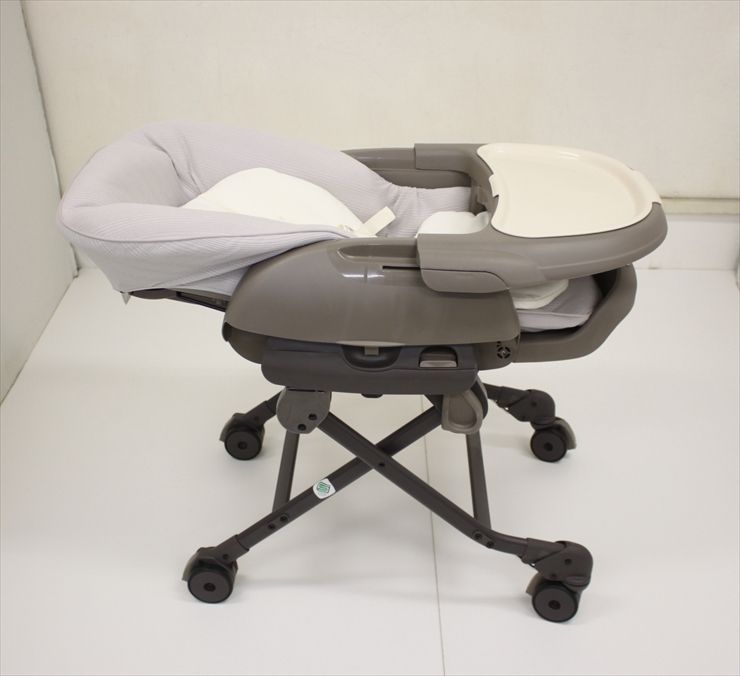 ネムリラ ハンディスウィング ホールドプラス マシュマログレー コンビ 手動ハイローチェア 新生児OK クリーニング済み C239002t