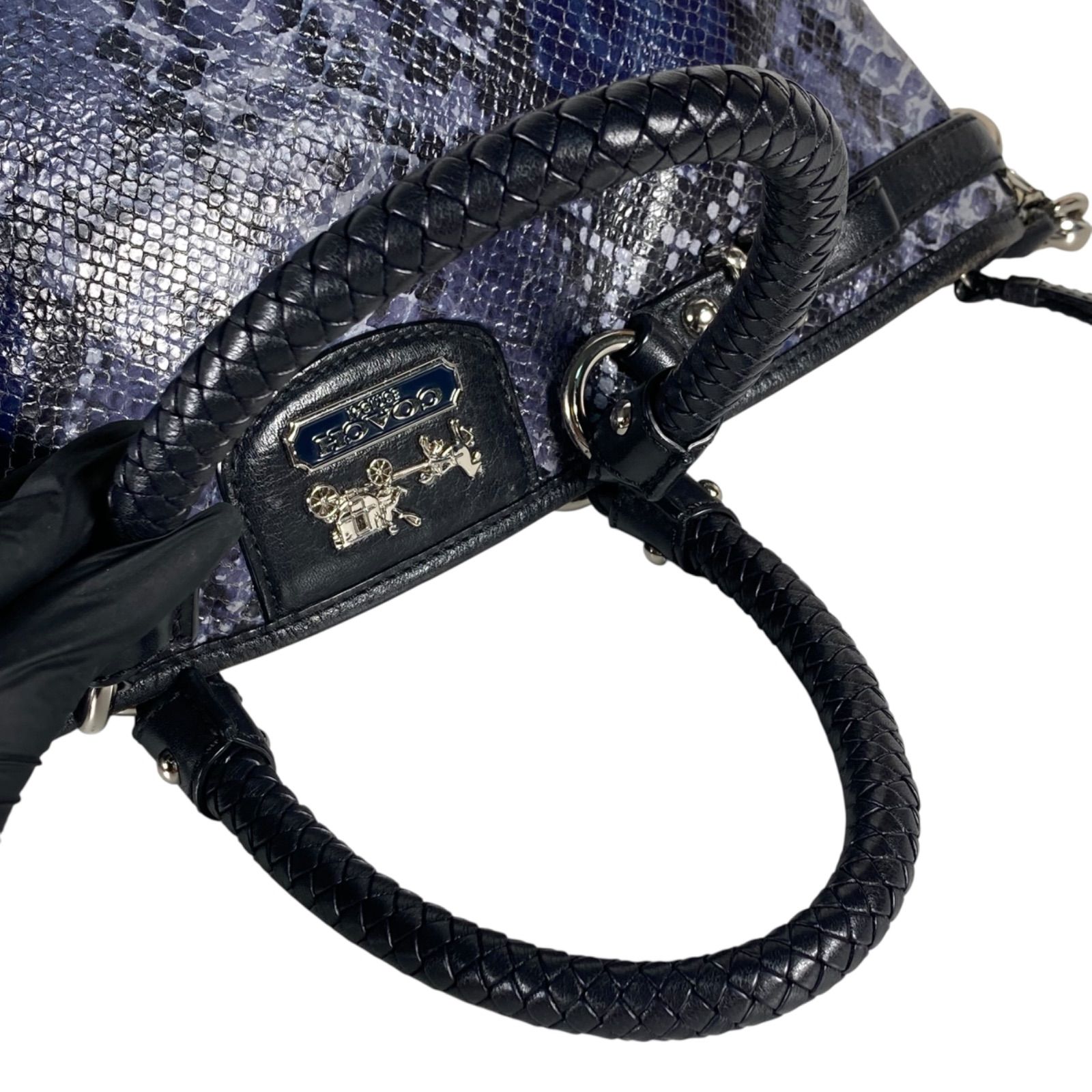 m96 COACH コーチ クロコ型押し ハンドバッグ ショルダーバッグ 2way 