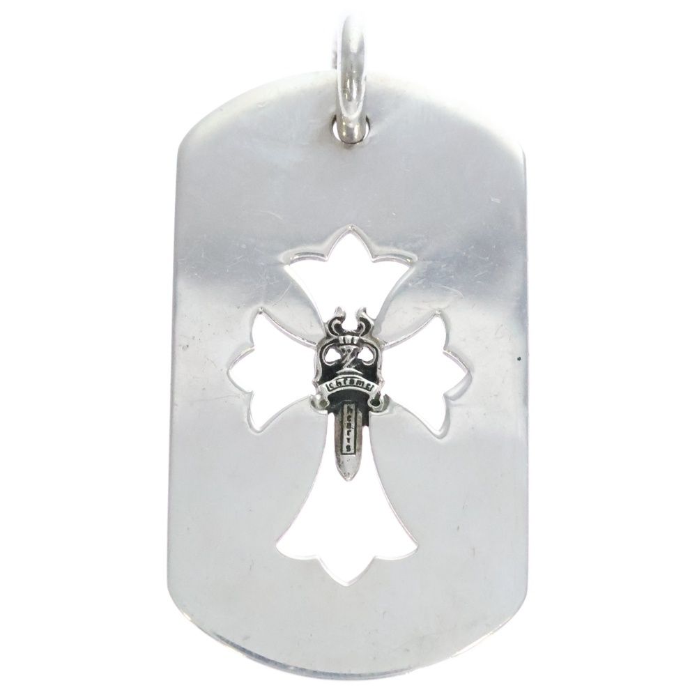 CHROME HEARTS クロムハーツ D TAG LRG CROSS DAGG カットアウトクロスダガー ラージドッグタグネックレストップ シルバー