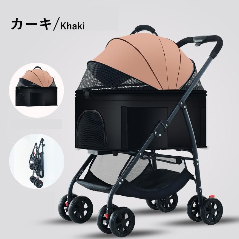 ペットカート 3way分離式 取り外し バスケット 取り外し 折りたたみ 飛び出し防止 ブレーキ付き 4輪 収納 ペット 耐荷重15kg 多機能 軽