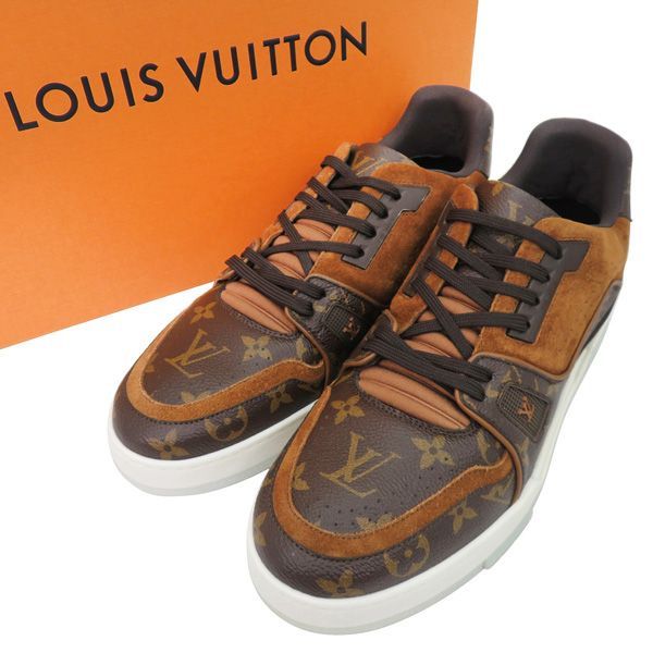 新古品 ルイヴィトン LVトレイナー ライン モノグラム レザー レース