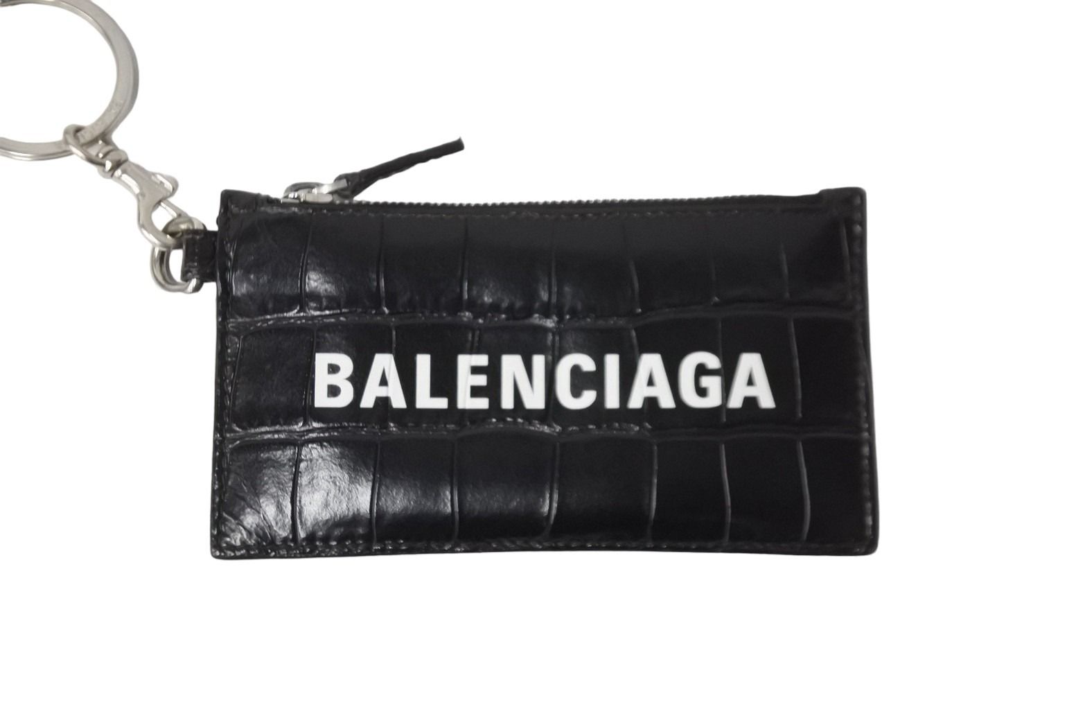 極美品 BALENCIAGA バレンシアガ CASHキーリング付きカードケース クロコダイル型押し 5945481LRR31390 シルバー金具 中古  53408 - メルカリ