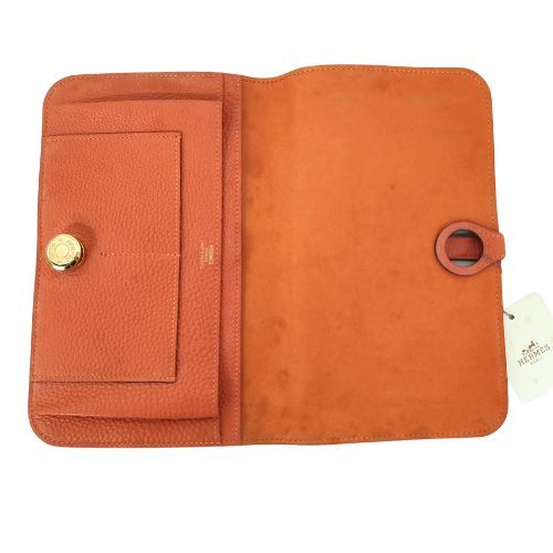 中古】HERMES エルメス 長財布 トゴ トゴ ドゴンGM オレンジ