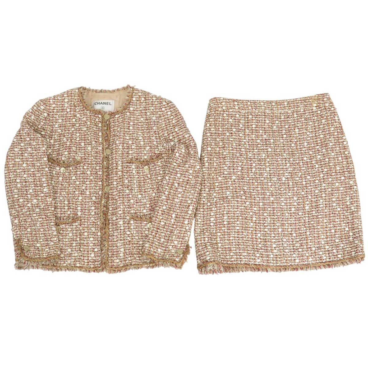 シャネル ココマーク ツイード フリンジ セットアップ P28294V18003 P28295V18003 レディース ホワイト ベージュ レッド 他 CHANEL アパレル 小物