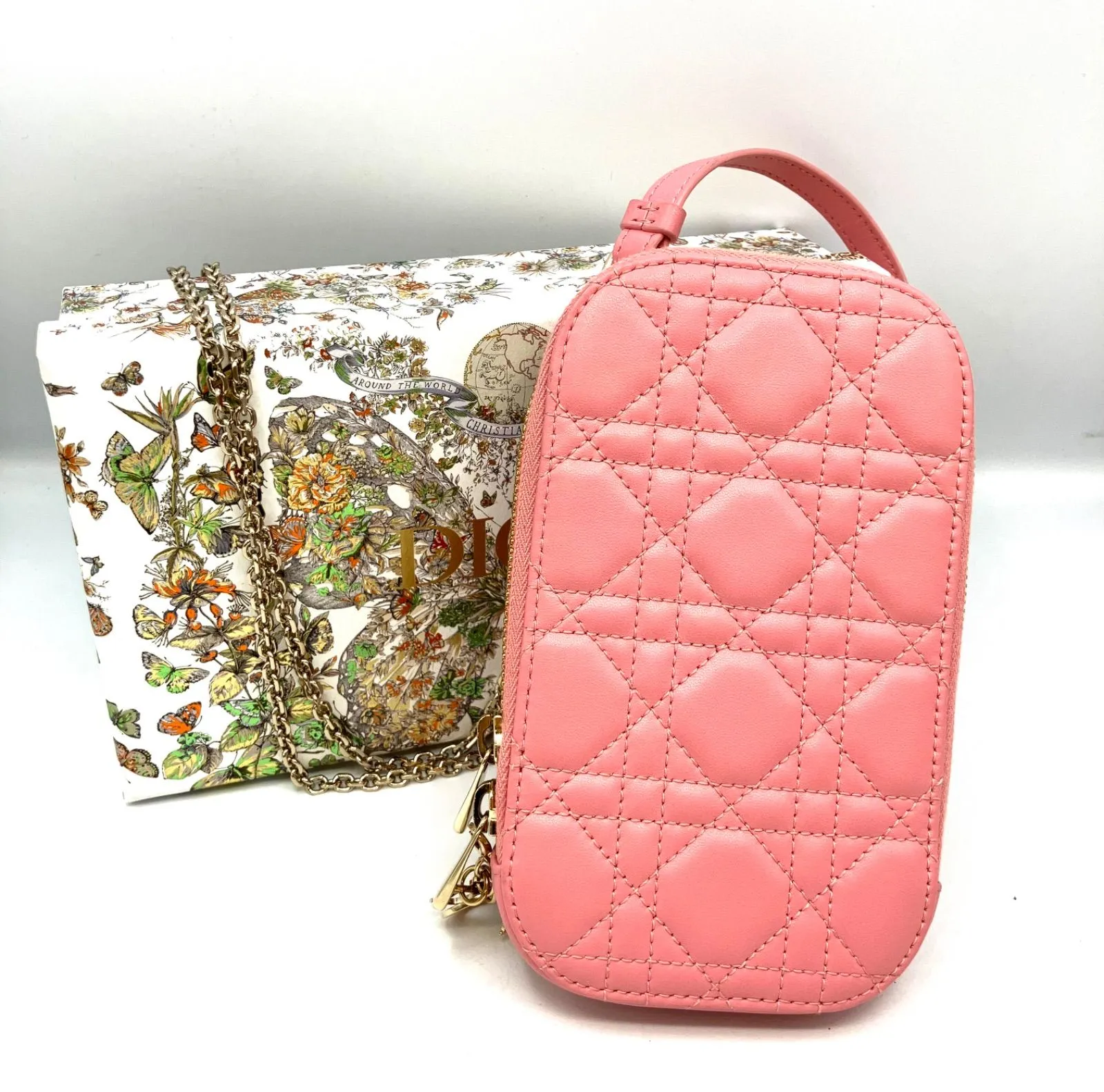 DIOR / Lady Dior フォンホルダー ショルダーバッグ ピンク ディオール/クリスチャンディオール/小物入れ/LADY DIOR フォン