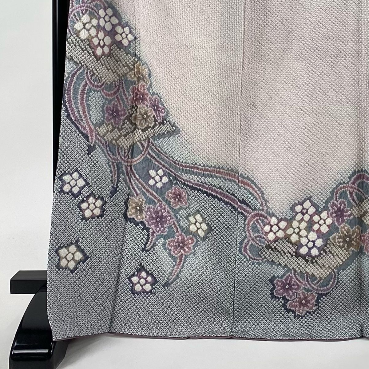 平和屋本店□極上 訪問着 総刺繍 カラー 市松地紋 金銀糸 ロング丈  