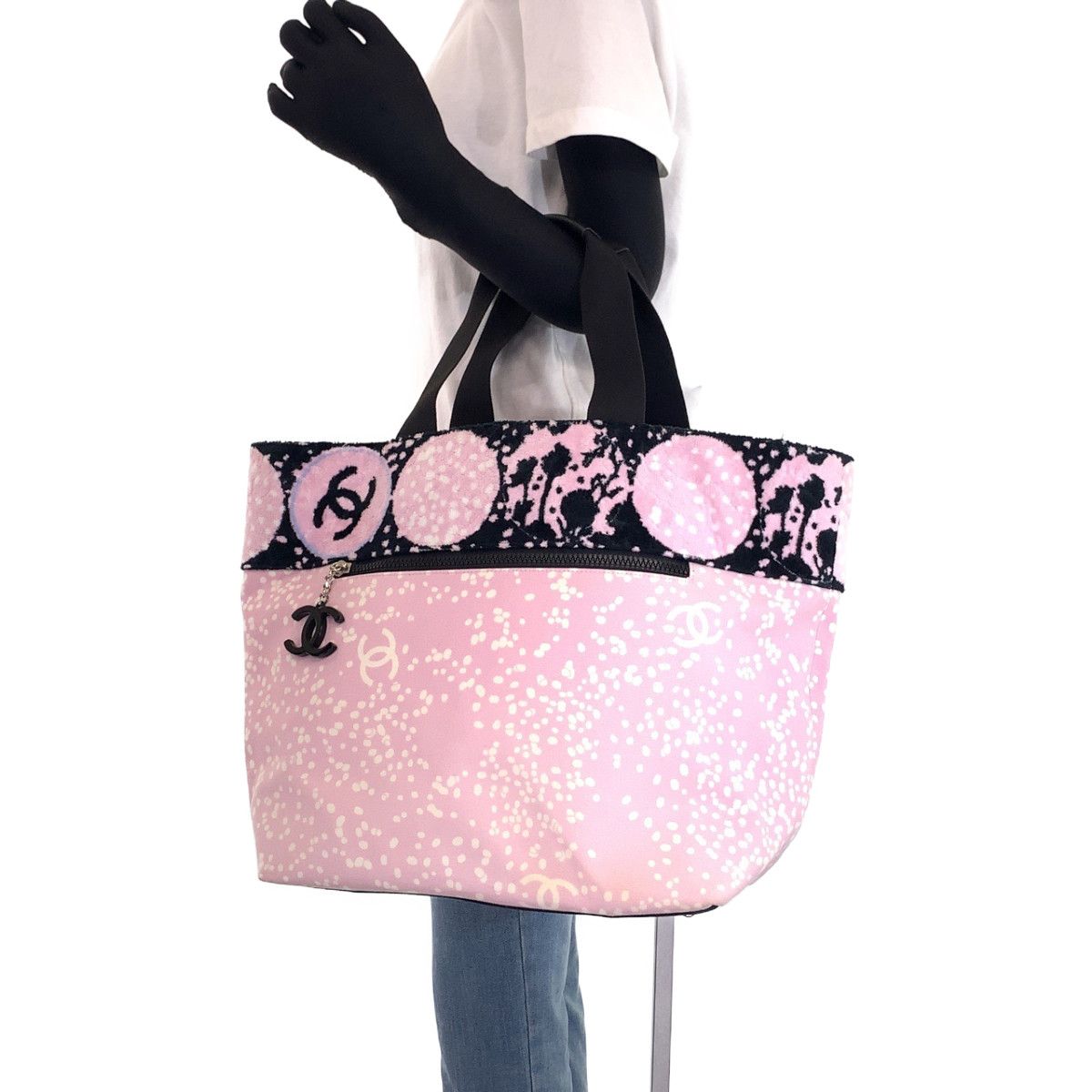 美品 CHANEL シャネル ハイサマー ココマーク ピンク ブラック  