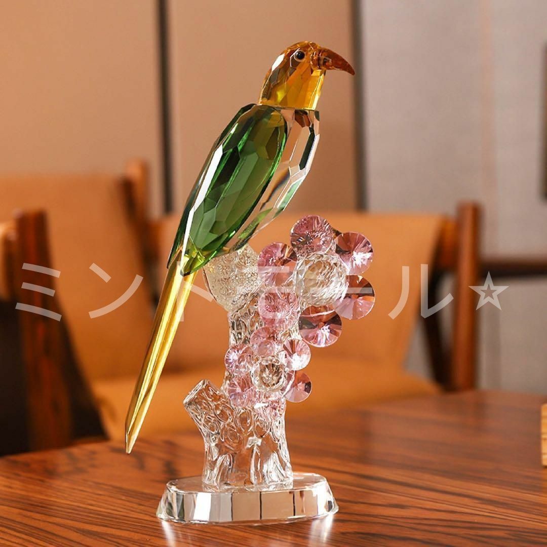 彫刻クリスタルバード 輸入雑貨 クリスタル素材 サンキャッチャー 置物 オブジェ クリスタルガラス 鳥 動物 飾物 フラワー アート イ
