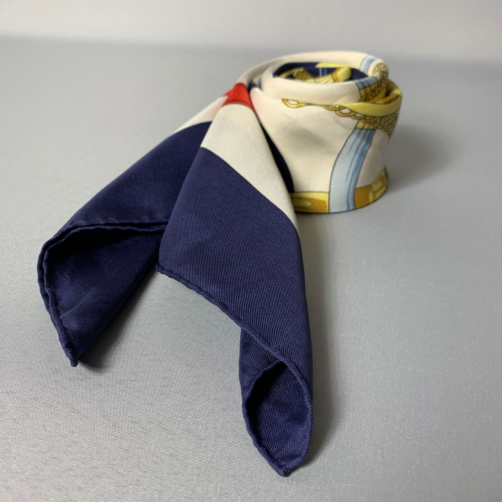 2503-89｜美品｜エルメス カレ90 ネイビー Eperon d'or - メルカリ