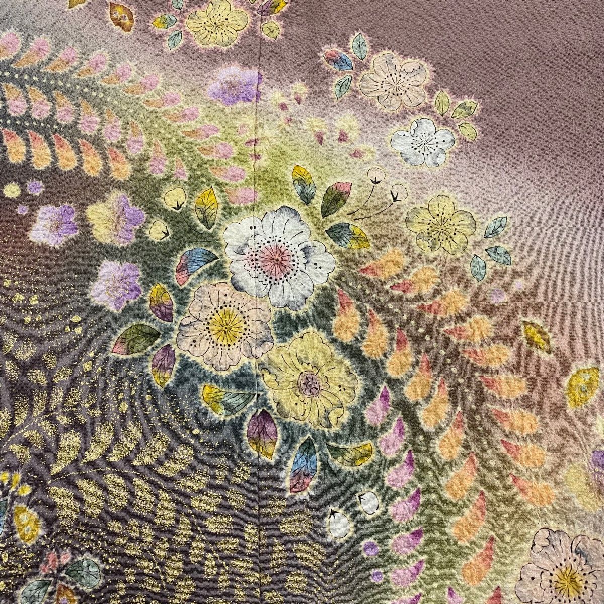 訪問着 身丈161cm 裄丈65.5cm M 袷 徳永憲峯 落款 辻が花 金彩 ぼかし  