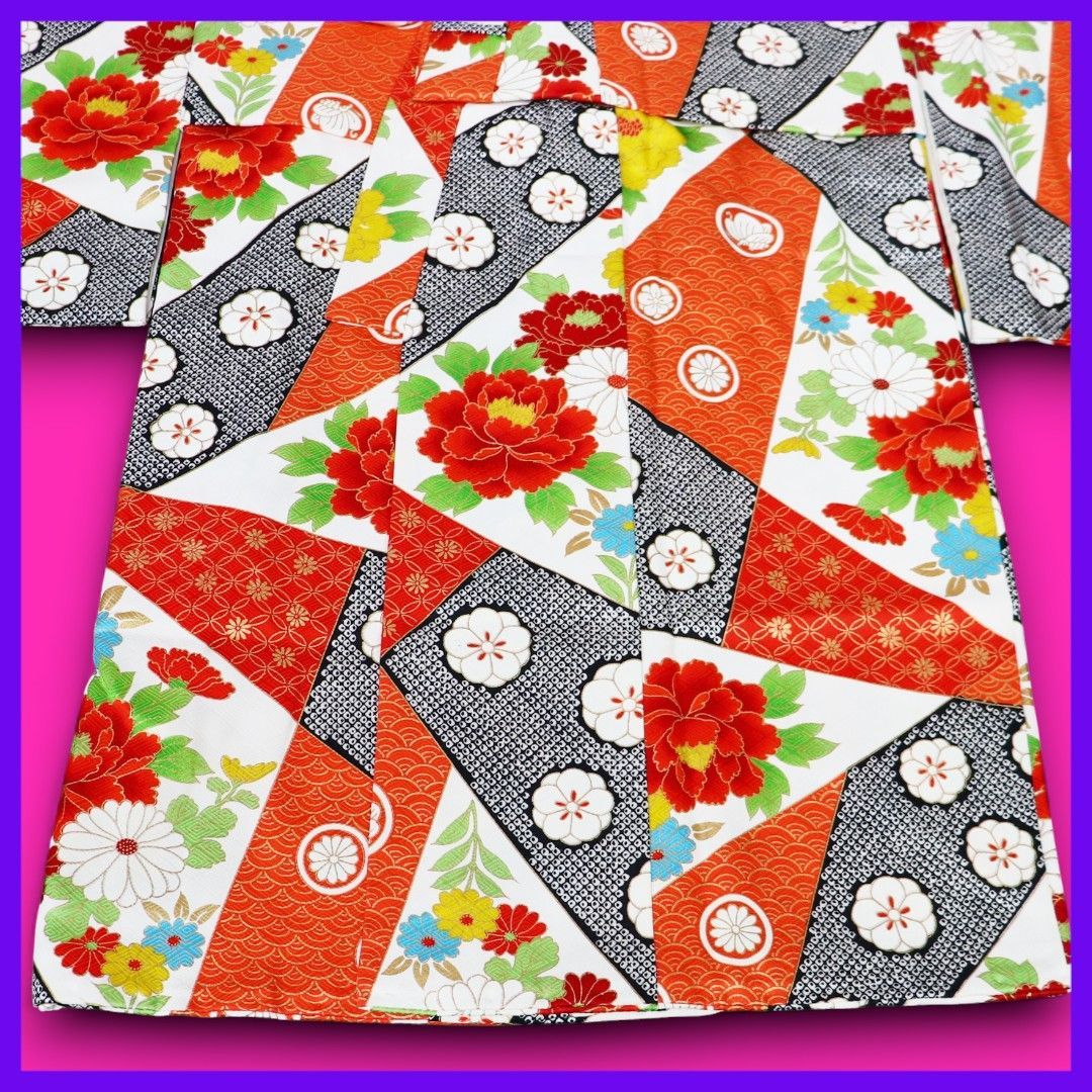 三日月とうさぎ a0612 着物淡雪 レトロ子ども着物 七五三 四つ身 七歳 レトロ SKLAD-KIRPICHA_RU