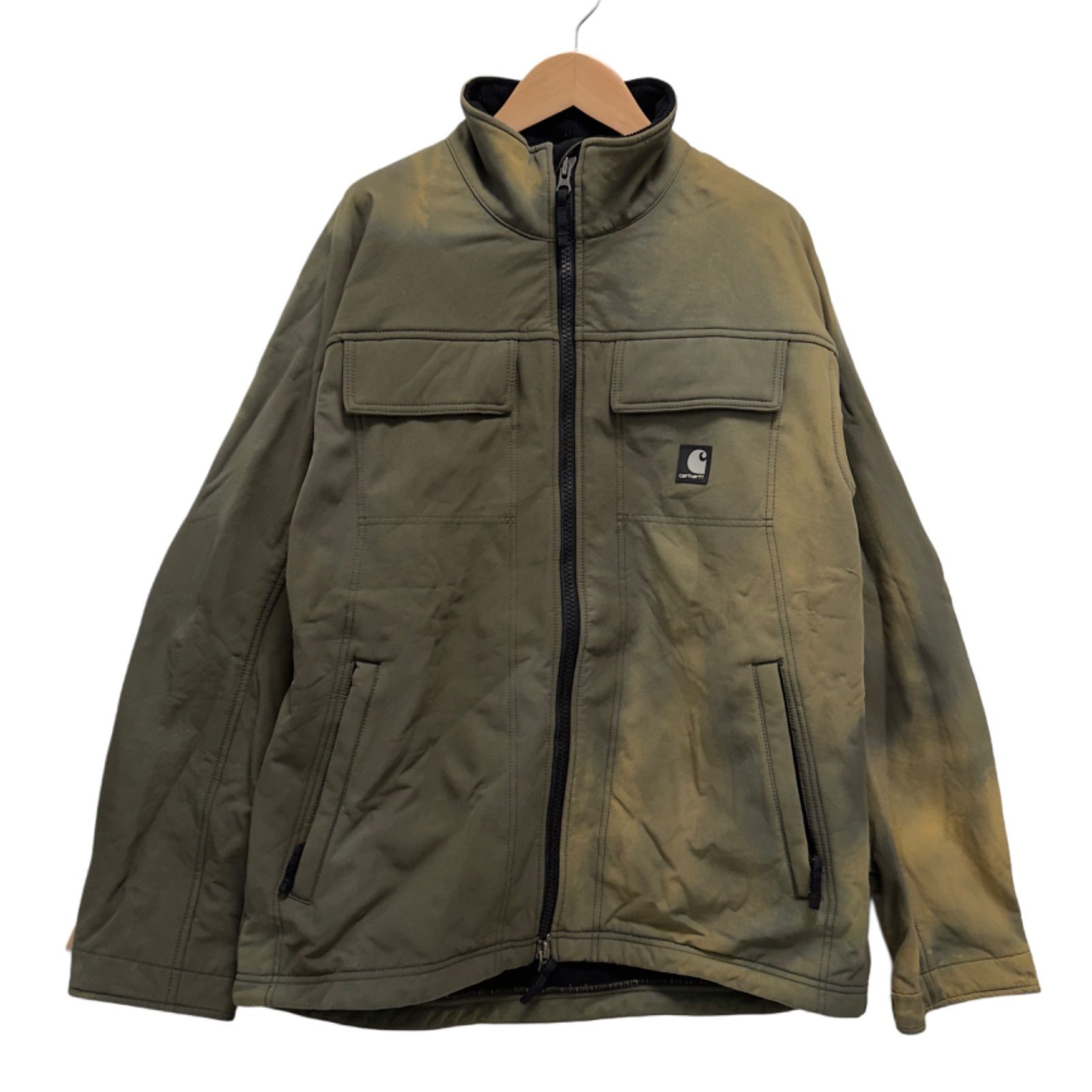 カーハート Carhartt L相当 ナイロンジャケット ワークジャケット 内側フリース フェイド カーキ 古着 Z042 - メルカリ