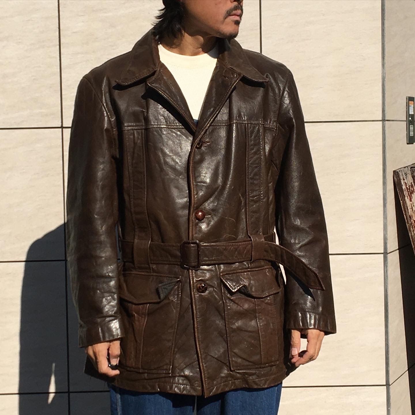 60s Vintage Leather Car Coat ビンテージ レザー カーコート 本革 レザージャケット◆US-L相当