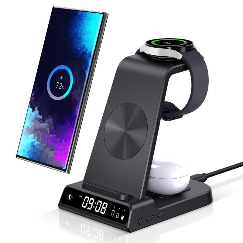 Galaxy Watch対応 ワイヤレス充電器、3in1 充電スタンド、Galaxy S25 Ultra/S25+/S25/S24/S23/S22/S21/S20/S10/Note 20/10/Z F