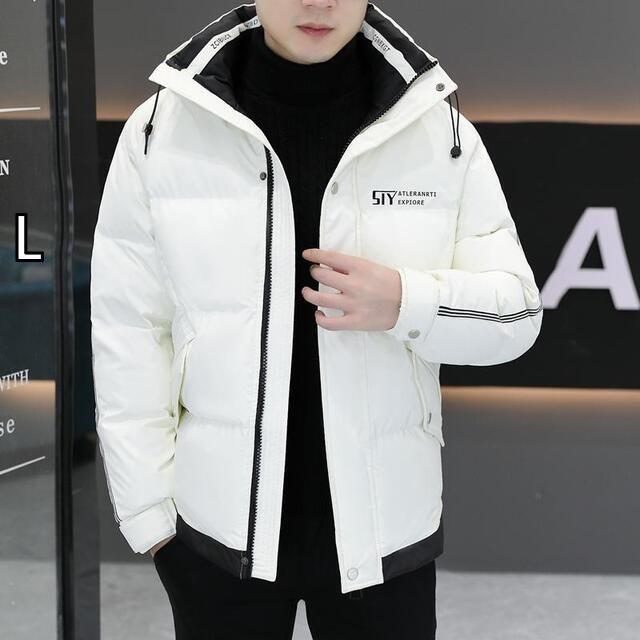 L 春 コーデ メンズ 服 シンプル ファッション オシャレ 大人 かっこいい 大きいサイズ ストリート 紳士服 冬 フード付き コットンコート ダウン 韓国スタイル 暖かい